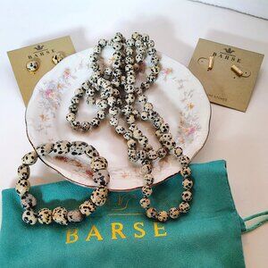 NWT & Bag Barse Studio Dalmatian Jasper & Bronze Necklace, Bracelet Earrings Set